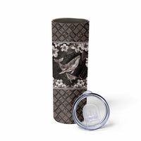Hawaiian Plumeria and Humpback Whales Skinny Tumbler Polynerian Art Tattoo-Grayscale Mode LT03 - Polynesian Pride