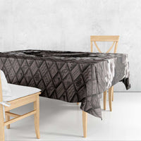 Hawaiian Plumeria and Humpback Whales Tablecloth Polynerian Art Tattoo-Grayscale Mode