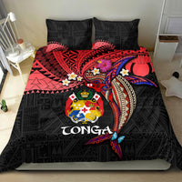 Tonga Emancipation Day Bedding Set Ngatu Humpback Whale Polynesian Flower