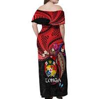 Tonga Emancipation Day Family Matching Off Shoulder Maxi Dress and Hawaiian Shirt Ngatu Humpback Whale Polynesian Flower LT03 - Polynesian Pride