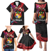 Tonga Emancipation Day Family Matching Puletasi and Hawaiian Shirt Ngatu Humpback Whale Polynesian Flower LT03 - Polynesian Pride