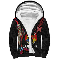 Tonga Emancipation Day Sherpa Hoodie Ngatu Humpback Whale Polynesian Flower