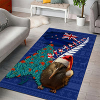 New Zealand Christmas Area Rug Kiwi Bird Santa and Silver Fern Funny Haka Dance LT03 - Polynesian Pride