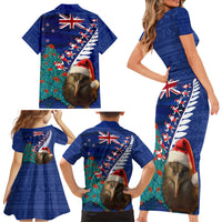 New Zealand Christmas Family Matching Short Sleeve Bodycon Dress and Hawaiian Shirt Kiwi Bird Santa and Silver Fern Funny Haka Dance LT03 - Polynesian Pride
