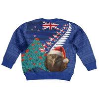 New Zealand Christmas Kid Ugly Christmas Sweater Kiwi Bird Santa and Silver Fern Funny Haka Dance LT03 - Polynesian Pride