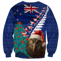 New Zealand Christmas Sweatshirt Kiwi Bird Santa and Silver Fern Funny Haka Dance LT03 - Polynesian Pride