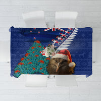New Zealand Christmas Tablecloth Kiwi Bird Santa and Silver Fern Funny Haka Dance LT03 Blue - Polynesian Pride