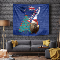 New Zealand Christmas Tapestry Kiwi Bird Santa and Silver Fern Funny Haka Dance LT03 - Polynesian Pride
