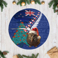New Zealand Christmas Tree Skirt Kiwi Bird Santa and Silver Fern Funny Haka Dance LT03 Casual Blue - Polynesian Pride