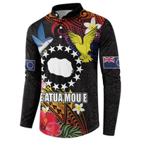 Cook Islands Independence Day Button Sweatshirt Maroro and Kakaia with Hibiscus Flower Polynesian Pattern LT03 - Polynesian Pride