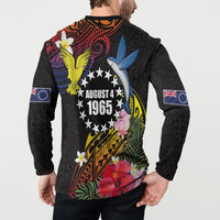 Cook Islands Independence Day Button Sweatshirt Maroro and Kakaia with Hibiscus Flower Polynesian Pattern LT03 - Polynesian Pride