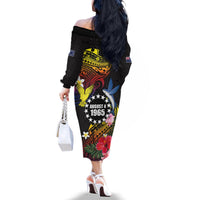 Cook Islands Independence Day Family Matching Off The Shoulder Long Sleeve Dress and Hawaiian Shirt Maroro and Kakaia with Hibiscus Flower Polynesian Pattern LT03 - Polynesian Pride
