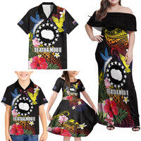 Cook Islands Independence Day Family Matching Off Shoulder Maxi Dress and Hawaiian Shirt Maroro and Kakaia with Hibiscus Flower Polynesian Pattern LT03 - Polynesian Pride