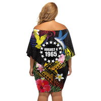 Cook Islands Independence Day Family Matching Off Shoulder Short Dress and Hawaiian Shirt Maroro and Kakaia with Hibiscus Flower Polynesian Pattern LT03 - Polynesian Pride