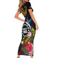 Cook Islands Independence Day Family Matching Short Sleeve Bodycon Dress and Hawaiian Shirt Maroro and Kakaia with Hibiscus Flower Polynesian Pattern LT03 - Polynesian Pride