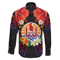 French Polynesia Bastille Day Family Matching Long Sleeve Bodycon Dress and Hawaiian Shirt Tiare Flower and National Seal Polynesian Pattern LT03 - Polynesian Pride