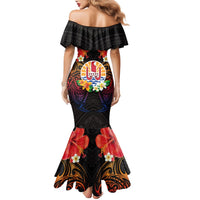 French Polynesia Bastille Day Family Matching Mermaid Dress and Hawaiian Shirt Tiare Flower and National Seal Polynesian Pattern LT03 - Polynesian Pride