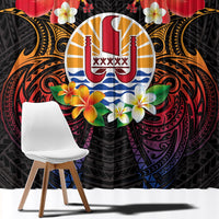 French Polynesia Bastille Day Window Curtain Tiare Flower and National Seal Polynesian Pattern LT03 - Polynesian Pride