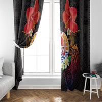 French Polynesia Bastille Day Window Curtain Tiare Flower and National Seal Polynesian Pattern LT03 - Polynesian Pride