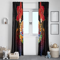 French Polynesia Bastille Day Window Curtain Tiare Flower and National Seal Polynesian Pattern LT03 - Polynesian Pride
