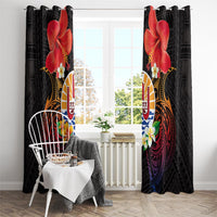 French Polynesia Bastille Day Window Curtain Tiare Flower and National Seal Polynesian Pattern LT03 - Polynesian Pride