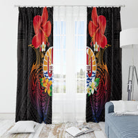 French Polynesia Bastille Day Window Curtain Tiare Flower and National Seal Polynesian Pattern LT03 - Polynesian Pride