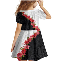 Hawaii Red Hibiscus Flowers Family Matching Mermaid Dress and Hawaiian Shirt Polynesian Pattern With Half Black White Version LT03 - Polynesian Pride