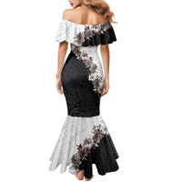 Hawaii Grayscale Hibiscus Flowers Family Matching Mermaid Dress and Hawaiian Shirt Polynesian Pattern With Half Black White Version LT03 - Polynesian Pride