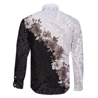 Hawaii Grayscale Hibiscus Flowers Family Matching Puletasi and Hawaiian Shirt Polynesian Pattern With Half Black White Version
