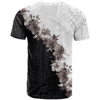 Hawaii Grayscale Hibiscus Flowers T Shirt Polynesian Pattern With Half Black White Version