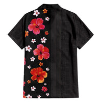 Hawaii Hibiscus and Plumeria Flowers Hawaiian Shirt Tapa Tribal Pattern Half Style Colorful Mode