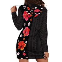 Hawaii Hibiscus and Plumeria Flowers Hoodie Dress Tapa Tribal Pattern Half Style Colorful Mode LT03 - Polynesian Pride