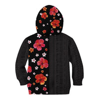 Hawaii Hibiscus and Plumeria Flowers Kid Hoodie Tapa Tribal Pattern Half Style Colorful Mode LT03 - Polynesian Pride
