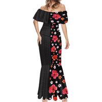 Hawaii Hibiscus and Plumeria Flowers Mermaid Dress Tapa Tribal Pattern Half Style Colorful Mode LT03 - Polynesian Pride
