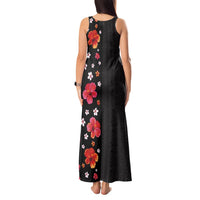 Hawaii Hibiscus and Plumeria Flowers Tank Maxi Dress Tapa Tribal Pattern Half Style Colorful Mode LT03 - Polynesian Pride