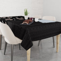 Hawaii Hibiscus and Plumeria Flowers Tablecloth Tapa Tribal Pattern Half Style Grayscale Mode