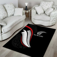 New Zealand Rugby Area Rug Sporty Silver Fern Shape with Maori Tattoos LT03 - Polynesian Pride