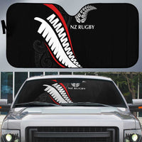 New Zealand Rugby Auto Sun Shade Sporty Silver Fern Shape with Maori Tattoos LT03 Black - Polynesian Pride