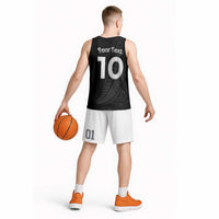 New Zealand Rugby Custom Basketball Jersey Sporty Silver Fern Shape with Maori Tattoos - Polynesian Pride