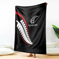 New Zealand Rugby Blanket Sporty Silver Fern Shape with Maori Tattoos LT03 - Polynesian Pride