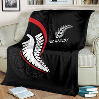 New Zealand Rugby Blanket Sporty Silver Fern Shape with Maori Tattoos LT03 - Polynesian Pride