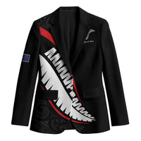 New Zealand Rugby Custom Blazer Sporty Silver Fern Shape with Maori Tattoos LT03 Unisex Black - Polynesian Pride