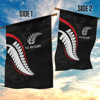 New Zealand Rugby Garden Flag Sporty Silver Fern Shape with Maori Tattoos LT03 - Polynesian Pride