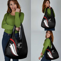New Zealand Rugby Grocery Bag Sporty Silver Fern Shape with Maori Tattoos LT03 - Polynesian Pride