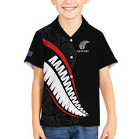 New Zealand Rugby Custom Hawaiian Shirt Sporty Silver Fern Shape with Maori Tattoos LT03 - Polynesian Pride
