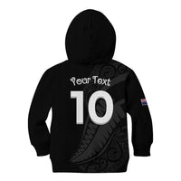 New Zealand Rugby Custom Kid Hoodie Sporty Silver Fern Shape with Maori Tattoos - Polynesian Pride
