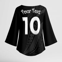 New Zealand Rugby Custom Kimono Sleeve Blouse Sporty Silver Fern Shape with Maori Tattoos LT03 - Polynesian Pride