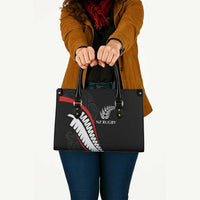 New Zealand Rugby Leather Bag Sporty Silver Fern Shape with Maori Tattoos LT03 - Polynesian Pride