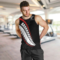 New Zealand Rugby Custom Men Tank Top Sporty Silver Fern Shape with Maori Tattoos LT03 Black - Polynesian Pride