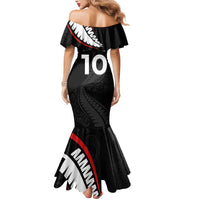New Zealand Rugby Custom Mermaid Dress Sporty Silver Fern Shape with Maori Tattoos LT03 - Polynesian Pride